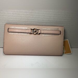 NWT Michael Kors Reed Blush Pink Pebbled Leather Wallet